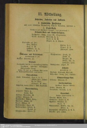 III. Abtheilung. Behördenverzeichnis : III. Abtheilung. Behörden, Anstalten und Institute