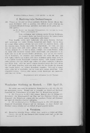 Wendischer Städtetag zu Rostock. - 1510 April 24.