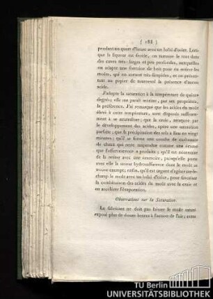 Observations sur la saturation