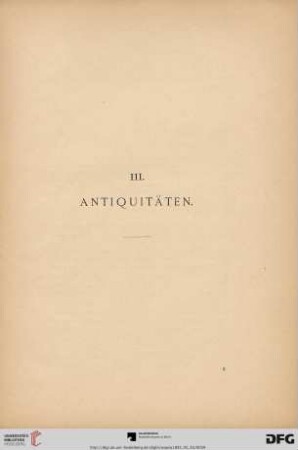 III. Antiquitäten (Nr. 1-442)
