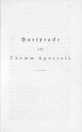 Burspracke uff Thomae Apostoli.
