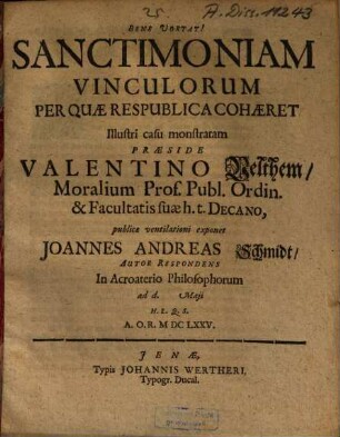 Sanctimoniam Vinculorum Per Quae Respublica Cohaeret