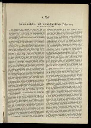 Cassels verkehrs- und wirtschaftspolitische Bedeutung