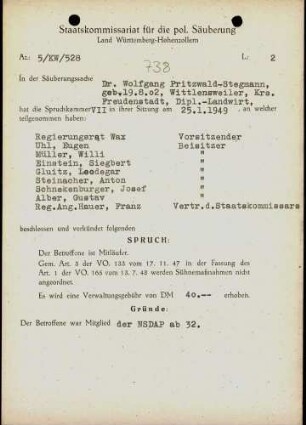 Pritzwald-Stegmann, Wolfgang, Dr.