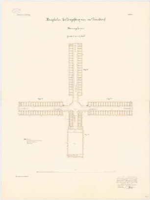 Zellengefängnis, Düsseldorf Männergefängnis: Grundriss 2. OG 1:200
