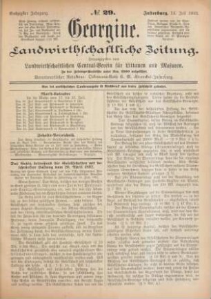 Sechzigster Jahrgang. No. 29. Insterburg, 14. Juli 1892.