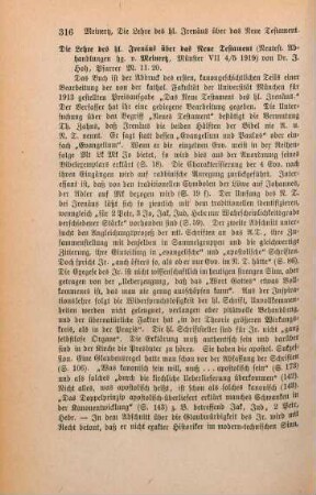 316-317 [Rezension] Hoh, Josef, Die Lehre des hl. Irenäus über das Neue Testament