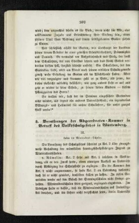 Berathungen der Abgeordneten-Kammer in Betreff des Volksschulgesetzes in Würtemberg
