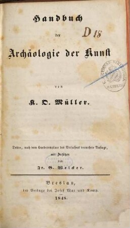 Handbuch der Archäologie der Kunst