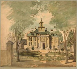 Der Garten und das Palais des Prinzen Max (Maximilian) in der Ostra-Allee in Dresden, Blick nach Süden