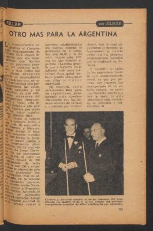 Otro mas para la Argentina : Billar