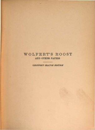 Irving's works : complete in 27 volumes, 17. Wolfert's roost and other papers