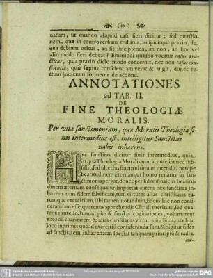 Annotationes ad Tab. II. De Fine Theologiae Moralis