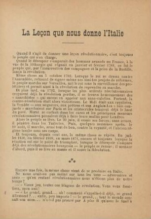La Leçon que nous donne l'Italie