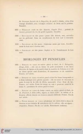 Horloges et Pendules (Nr. 1035 - 1064)