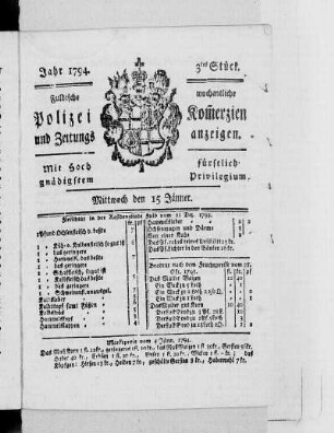 3tes Stück., Ausgabe vom 15. Januar 1794