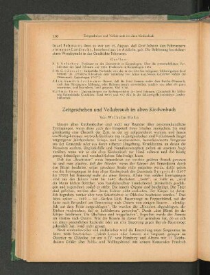 Zeitgeschehen und Volksbrauch im alten Kirchenbuch