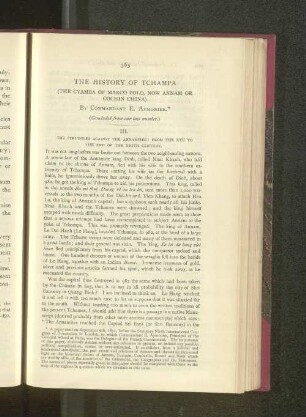 The History of Tchampa. (The Cyamba of Marco Polo, Now Annam or Cochin China).