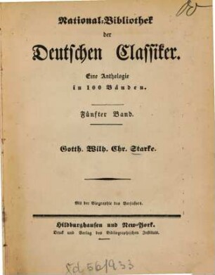 Anthologie aus G. W. Chr. Starke's Werken : Gedichte u. Erzählungen ; [Mit d. Biographie d. Verf.], 1