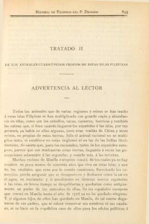 Tratado II. De los animales cuadrúpedos propios de estas Islas Filipinas