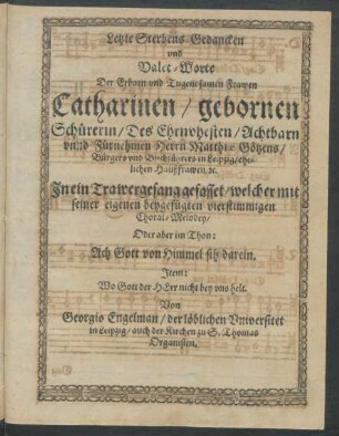 Letzte Sterbens-Gedancken und Valet-Worte