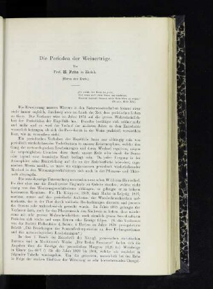 Die Perioden der Weinerträge