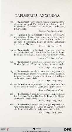 Tapisseries anciennes (Nr. 175-182)