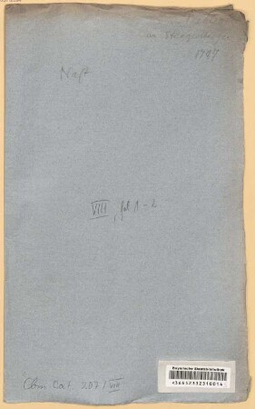 Bibliotheksakten - BSB Cbm Cat. 207(8