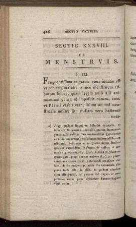 Sectio XXXVIII. De Menstruis