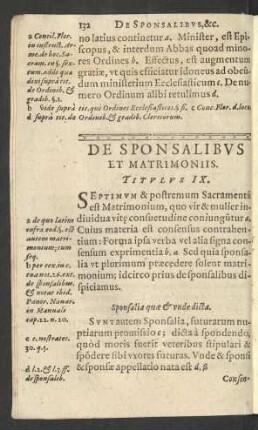 De Sponsalibus Et Matrimoniis. Titulus IX.