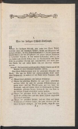 I. Von der heiligen Schrift überhaupt