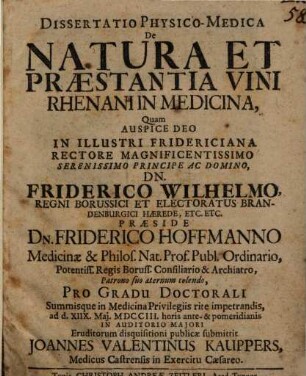 De natura et praestantia vini Rhenani in medicina : dissertatio