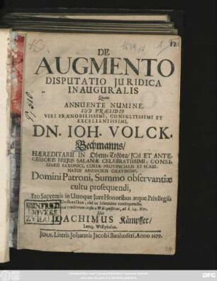 De Augmento Disputatio Iuridica Inauguralis