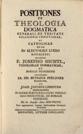 Positiones ex theologia dogmatica generali, de veritate religionis Christianae ac catholicae