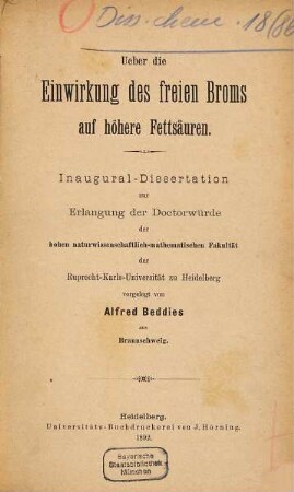 Ueber die Einwirkung des freien Broms auf höhere Fettsäuren