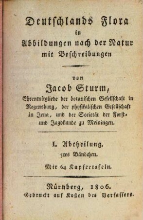 Deutschlands Flora : in Abbildungen nach der Natur mit Beschreibungen, 1,20. Abt. I., Phanerogamen ; H. 20