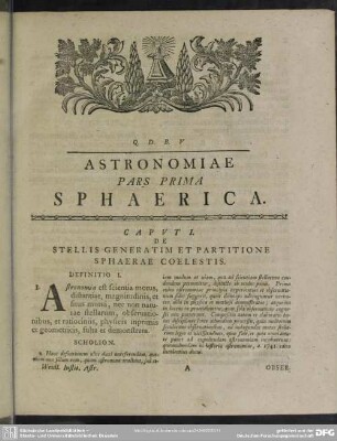 Astronomiae Pars Prima Sphaerica