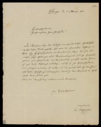 Brief von Johann von Hofmann an Heinrich Ewald, Erlangen, 5.10.1851