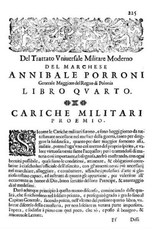 Libro Qvarto. Cariche Militari