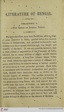 Chapter I: The Period of Lyrical Poetry