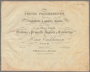 Cinq pièces progressives : pour pianoforte à quatre mains ; oeuvre 28
