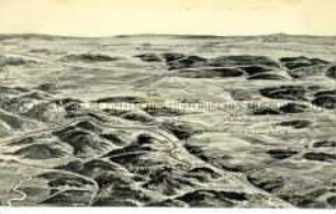 Französische Panoramalandkarte, u.a. mit der Stadt Varennes und dem Argonnen-Wald, östlich von Paris