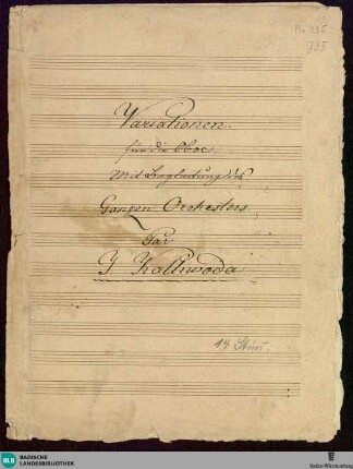 Variations - Don Mus.Ms. 935 : ob, orch; C; StrK WoO 2.24