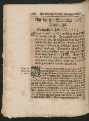 Am dritten Sonntage nach Trinitatis / Evangelium/ Jesa. LV, 6.7.8.9