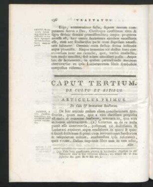 Caput Tertium. De Cultu Et Ritibus.
