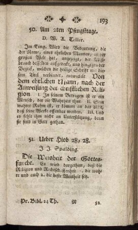 50. Am 2ten Pfingsttage. - 70. Charfreytagspredigten.