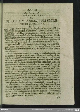 Dissertatio XXI. De Spirituum Animalium Secretione Et Natura