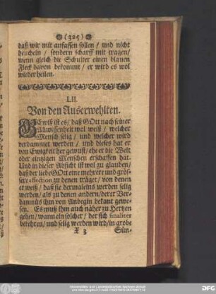 LII. Von den Auserwehlten.