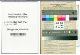 Entnazifizierung Elisabeth Skrzypczak , geb. 11.09.1907 (Postfacharbeiterin)