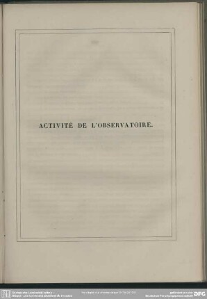 Activité de l'observatoire